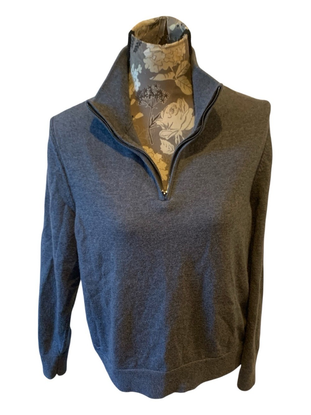 BANANA REPUBLIC Charcoal Gray Merino Wool Quarter-Zip Women’s Sweater large